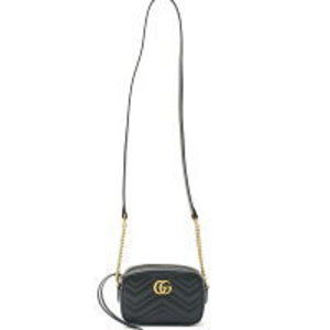 Gucci GG Marmont Quilted Bag Chevron Leather Black